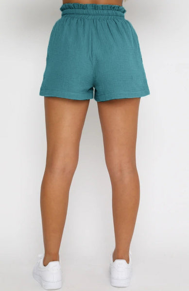 Casual Long-Sleeved Single-breasted Tops & Drawstring Shorts Set
