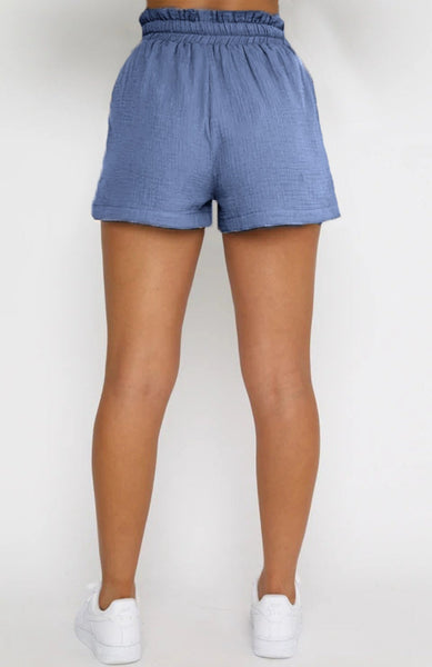 Casual Long-Sleeved Single-breasted Tops & Drawstring Shorts Set