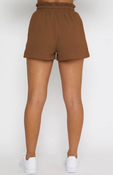 Casual Long-Sleeved Single-breasted Tops & Drawstring Shorts Set