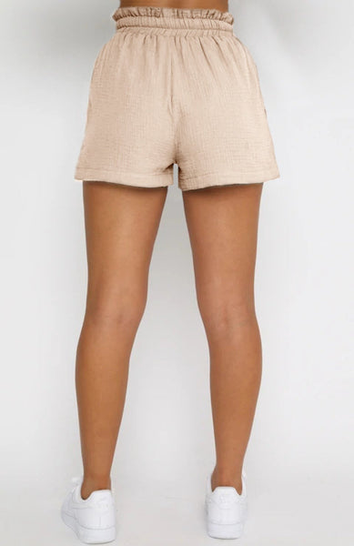 Casual Long-Sleeved Single-breasted Tops & Drawstring Shorts Set